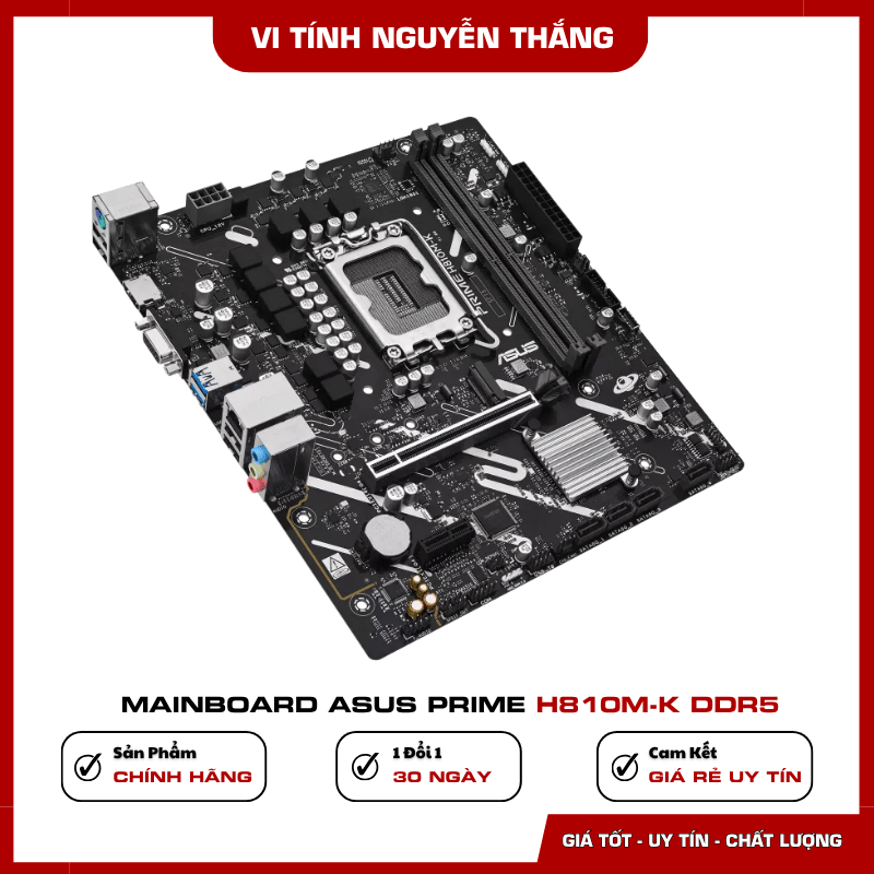 Khe RAM DDR5 trên mainboard ASUS PRIME H810M-K