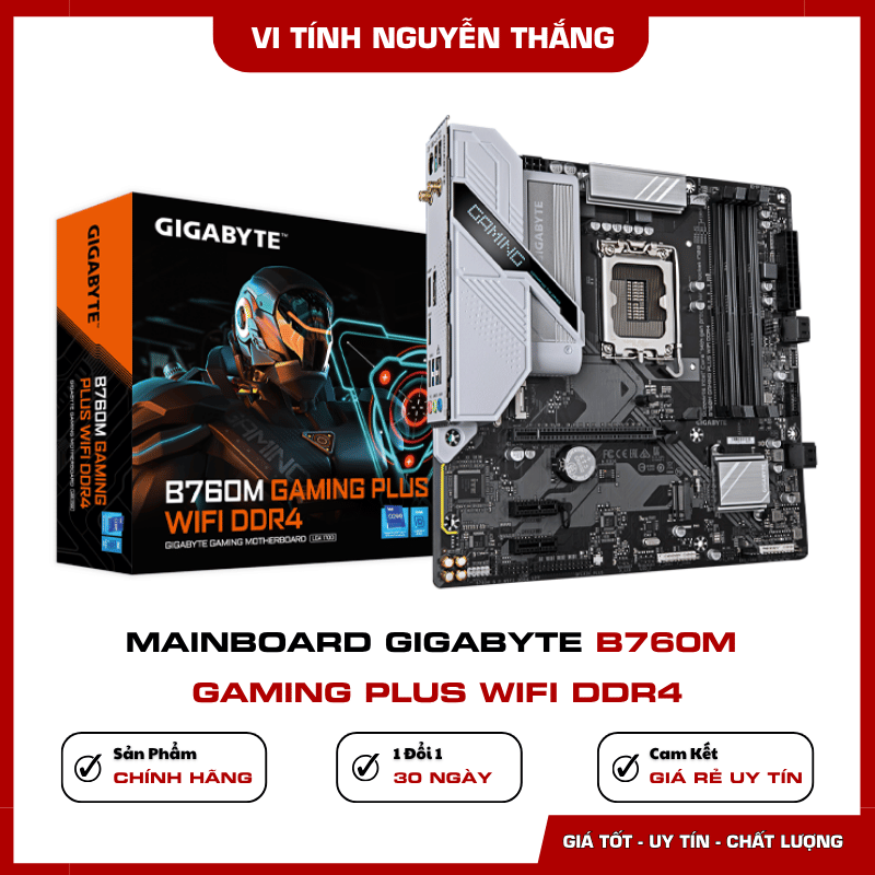 Nền tảng Intel B760 trên GIGABYTE B760M Gaming Plus WiFi DDR4 Mainboard GIGABYTE B760M Gaming Plus WiFi DDR4 hỗ trợ CPU Intel LGA1700
