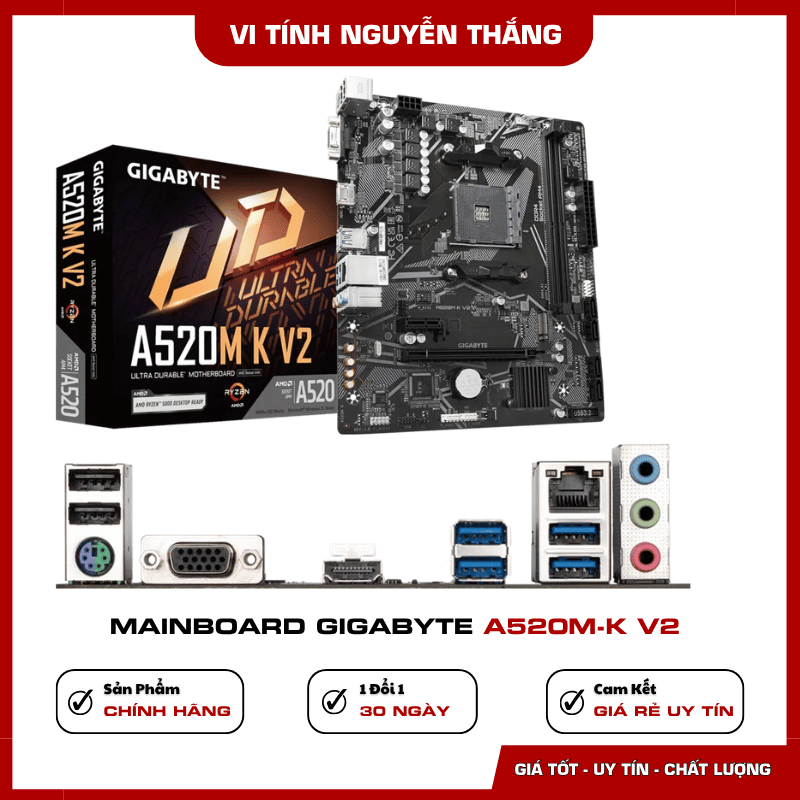 Khe RAM DDR4 trên Mainboard Gigabyte A520M-K V2