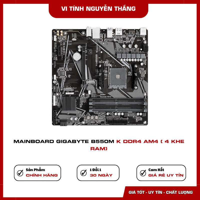 Mainboard Gigabyte B550M K có HDMI DisplayPort LAN Gigabit