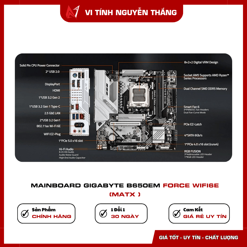 Mainboard Gigabyte B650EM FORCE WIFI6E chuẩn Micro ATX