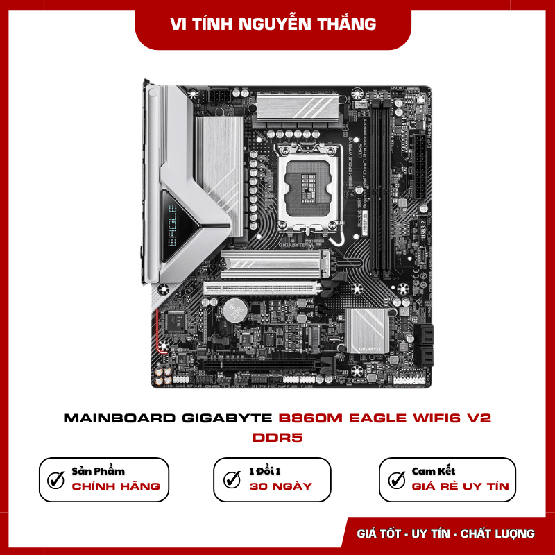 Hai khe RAM DDR5 trên Gigabyte B860M Eagle WiFi6 V2