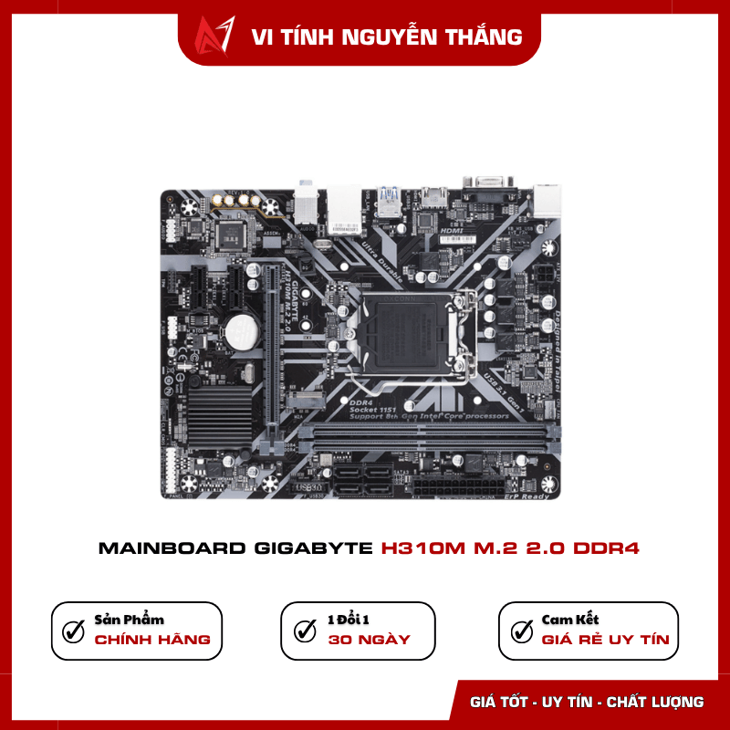 Mainboard Gigabyte H310M M.2 2.0 có khe M.2 và SATA