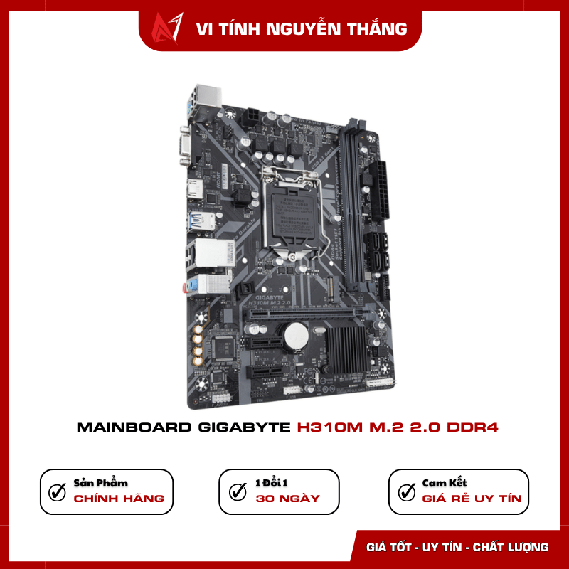 Main Gigabyte H310M M.2 2.0 có HDMI D-Sub và LAN Gigabit