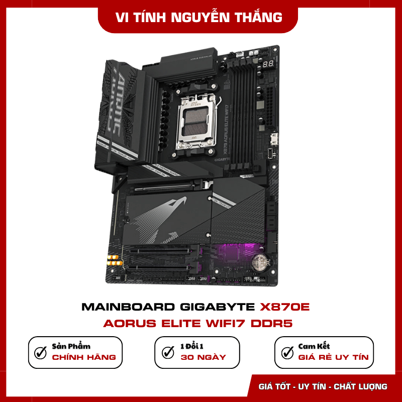 Cổng kết nối USB4 WiFi 7 và LAN 2.5GbE trên Gigabyte X870E Aorus Elite WiFi7