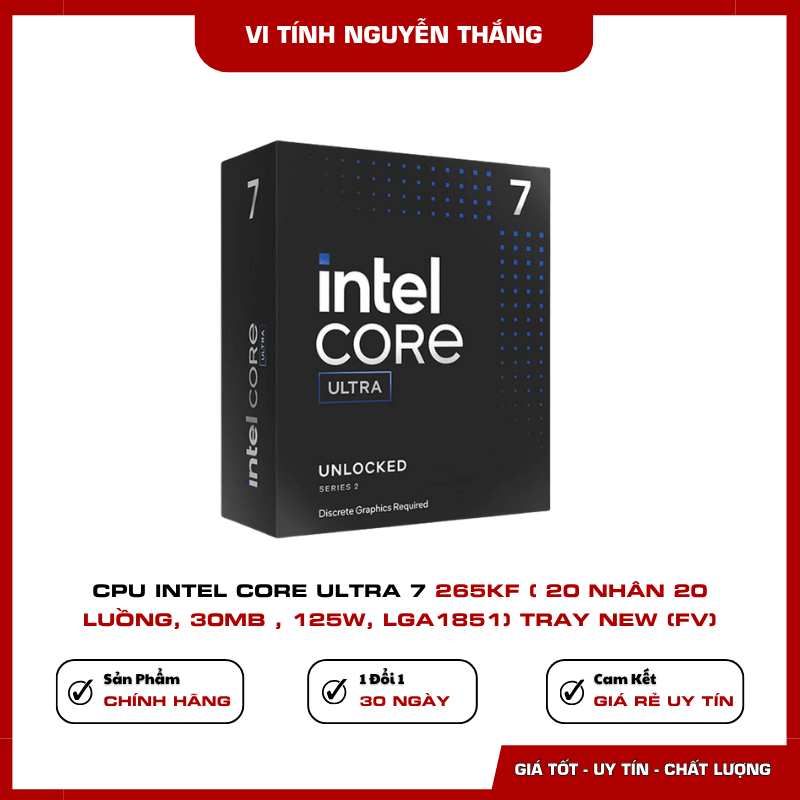 Intel Core Ultra 7 265KF xung nhịp tối đa 5.5GHz