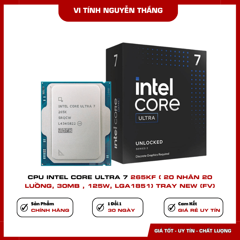 CPU Intel Core Ultra 7 265KF socket LGA1851 hỗ trợ DDR5