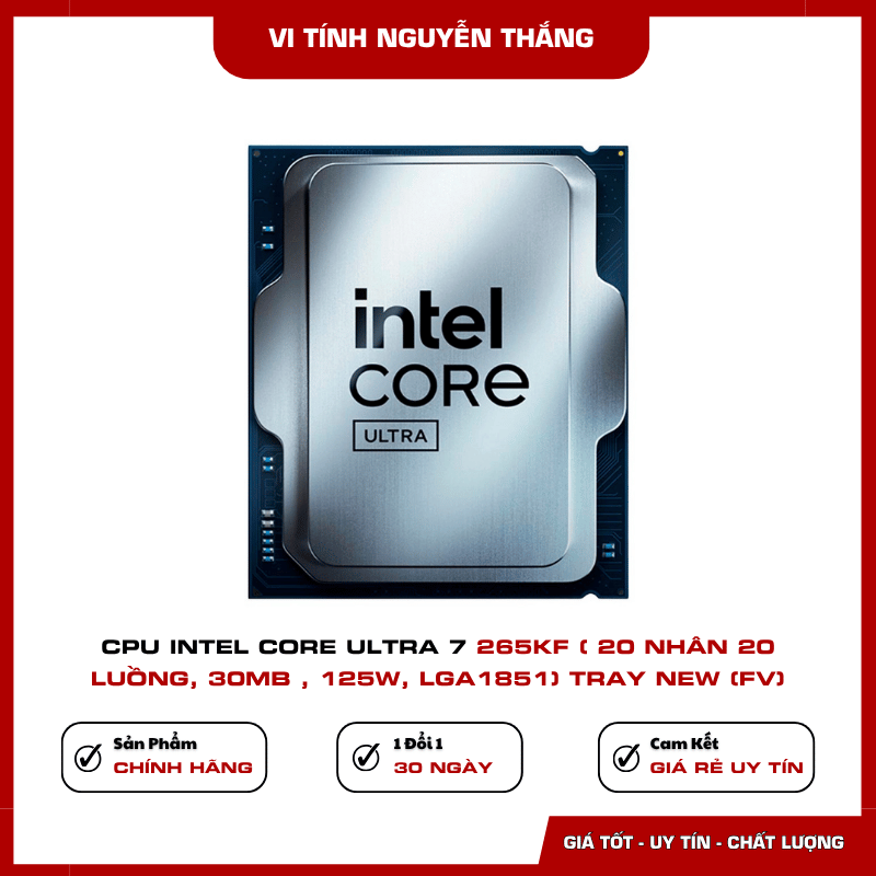 CPU Intel Core Ultra 7 265KF Tray New dành cho PC hiệu năng cao