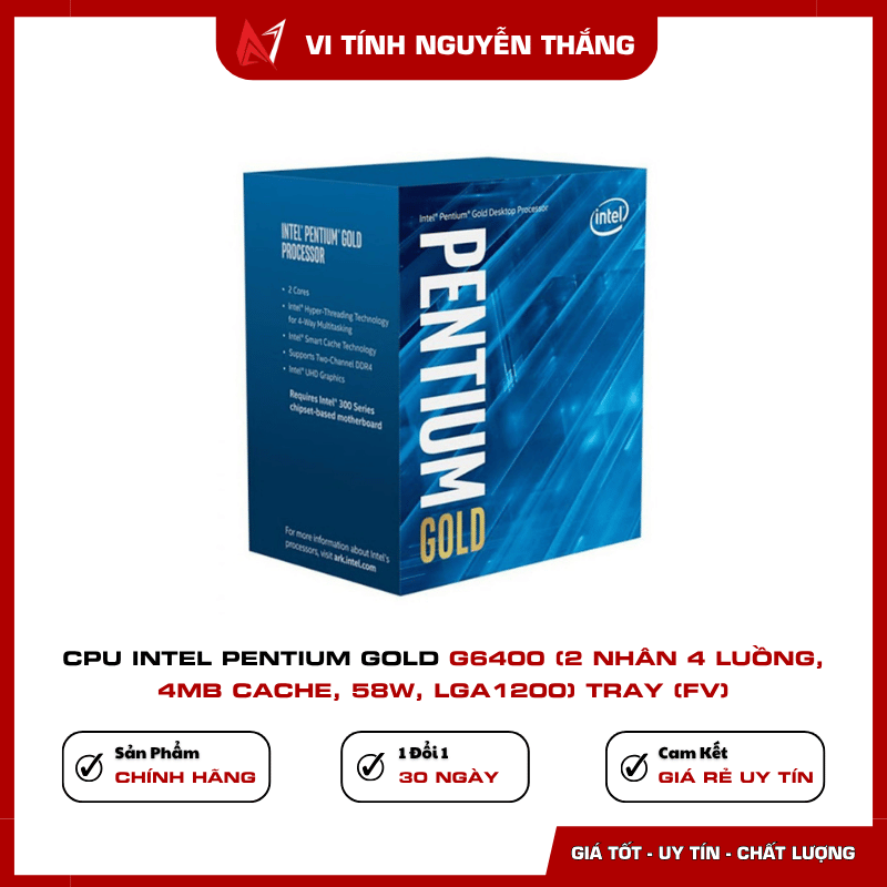 CPU Intel Pentium Gold G6400 cho máy tính văn phòng
