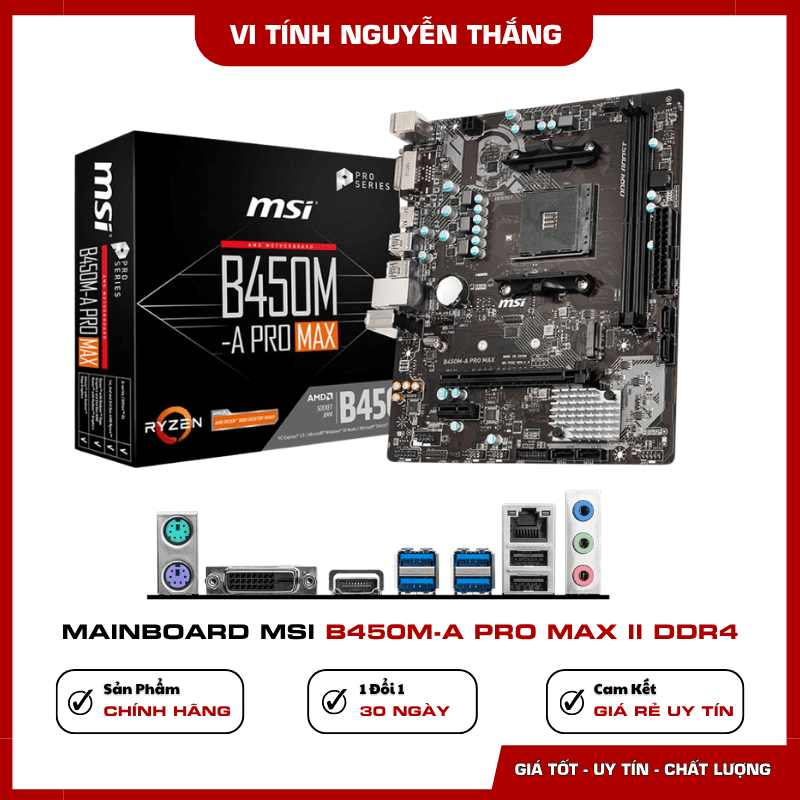 Thiết kế Micro-ATX của Mainboard MSI B450M-A PRO MAX II DDR4