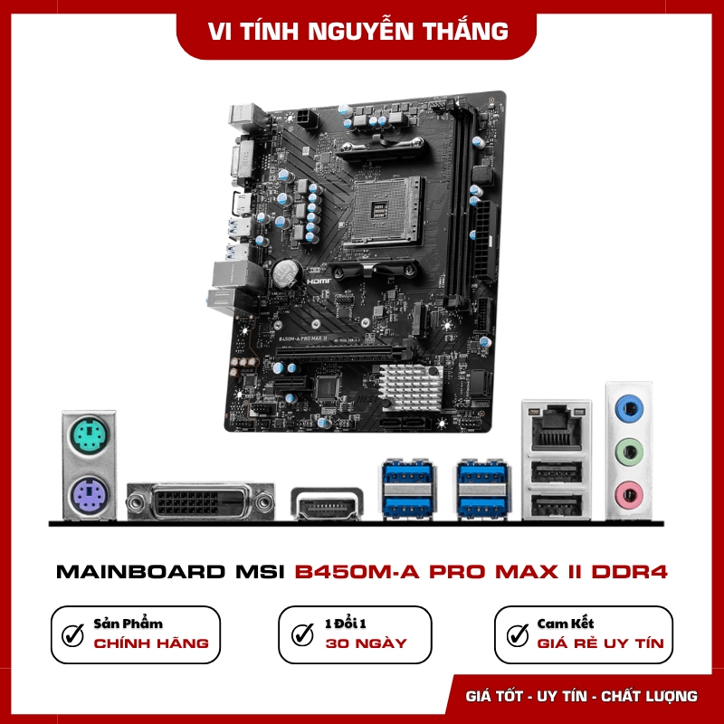 Khe RAM DDR4 trên MSI B450M-A PRO MAX II
