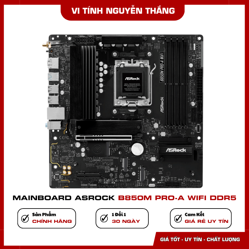 Khe PCIe 5.0 và M.2 trên mainboard ASRock B850M Pro-A WIFI