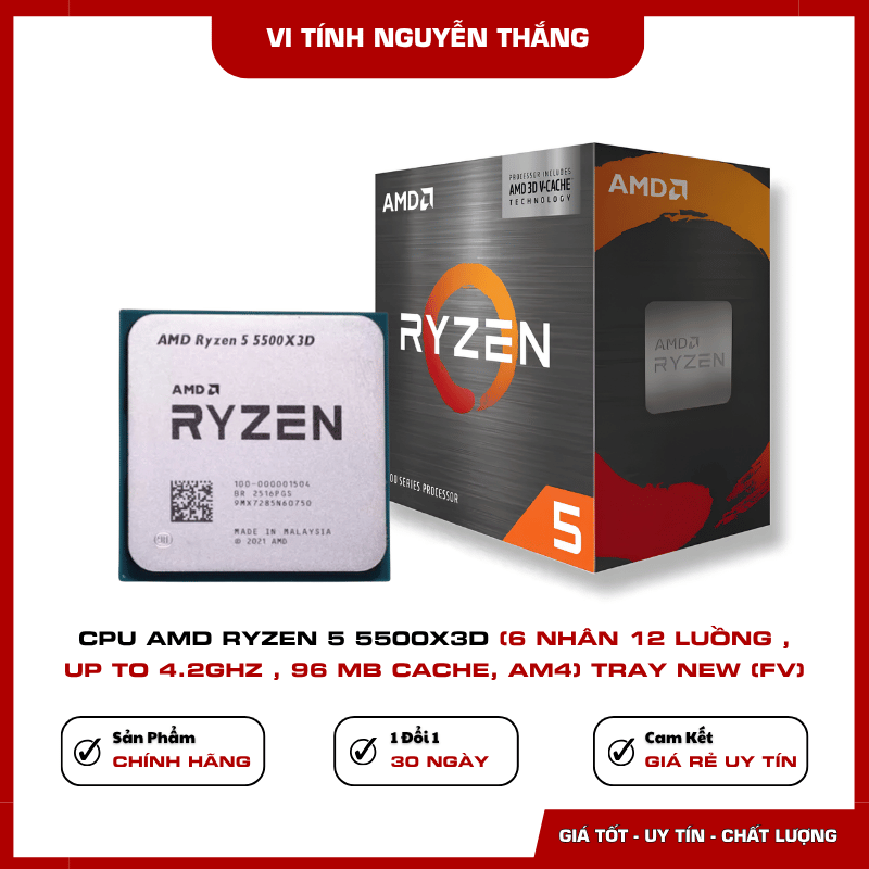 CPU AMD Ryzen 5 5500X3D tương thích socket AM4