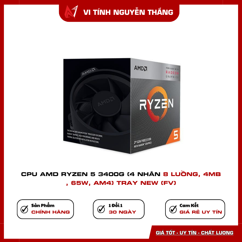 Ryzen 5 3400G xung nhịp 3.7GHz boost 4.2GHz