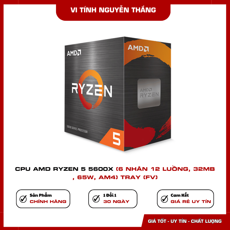 CPU AMD Ryzen 5 5600X Tray 6 nhân 12 luồng