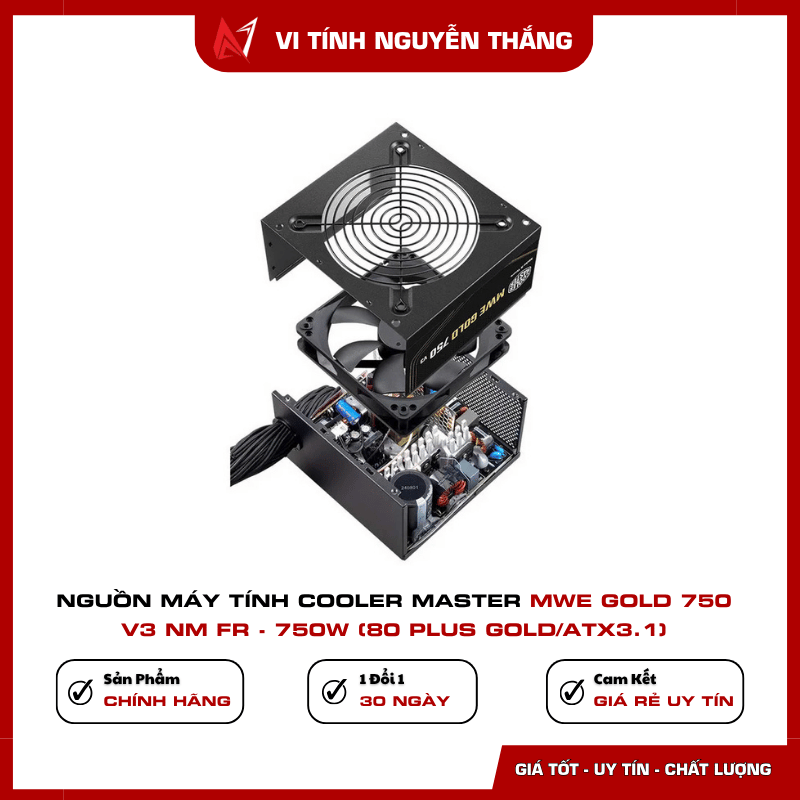 Nguồn Cooler Master 750W phù hợp build PC gaming
