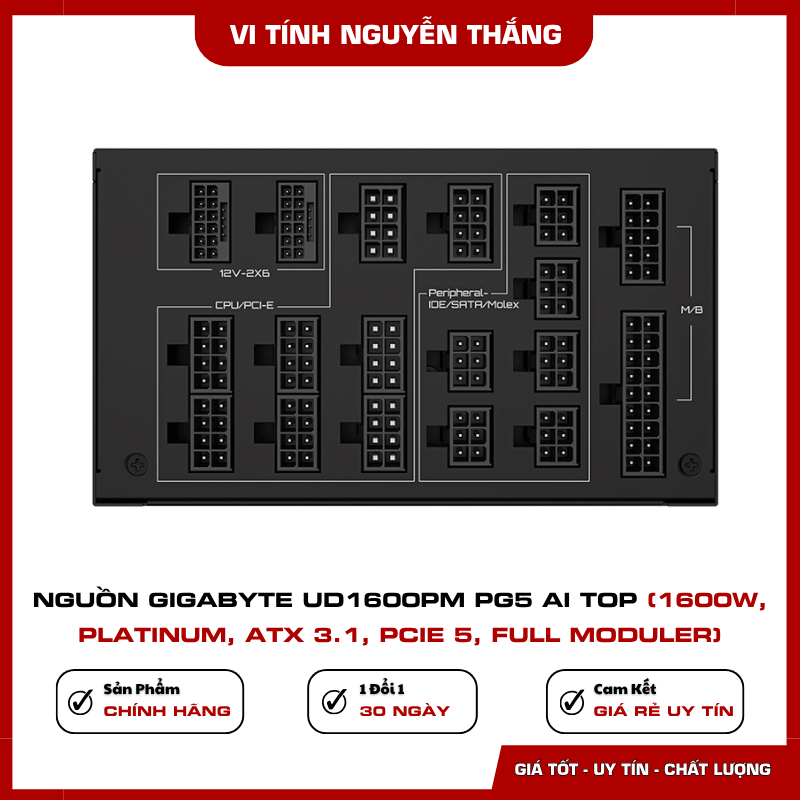 Nguồn GIGABYTE UD1600PM PG5 hỗ trợ ATX 3.1 và PCIe 5.1