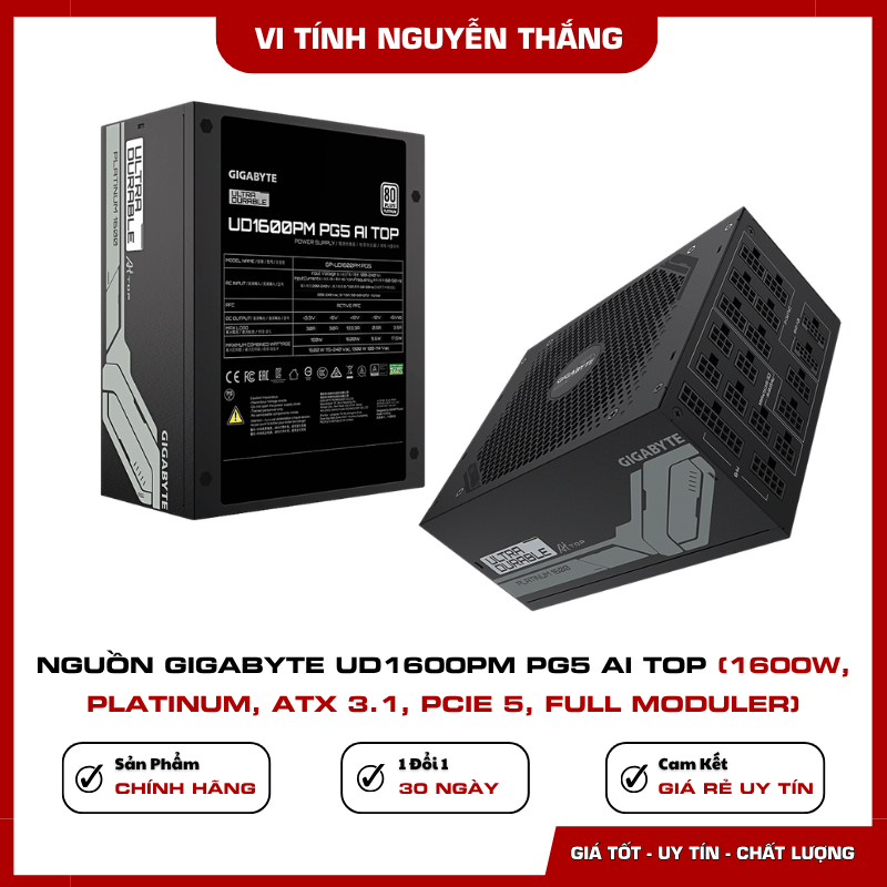 Thiết kế Full Modular của nguồn GIGABYTE UD1600PM PG5 AI TOP