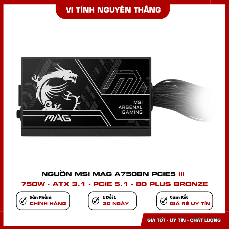 Hệ thống cáp nguồn MSI MAG A750BN PCIE5 III 750W