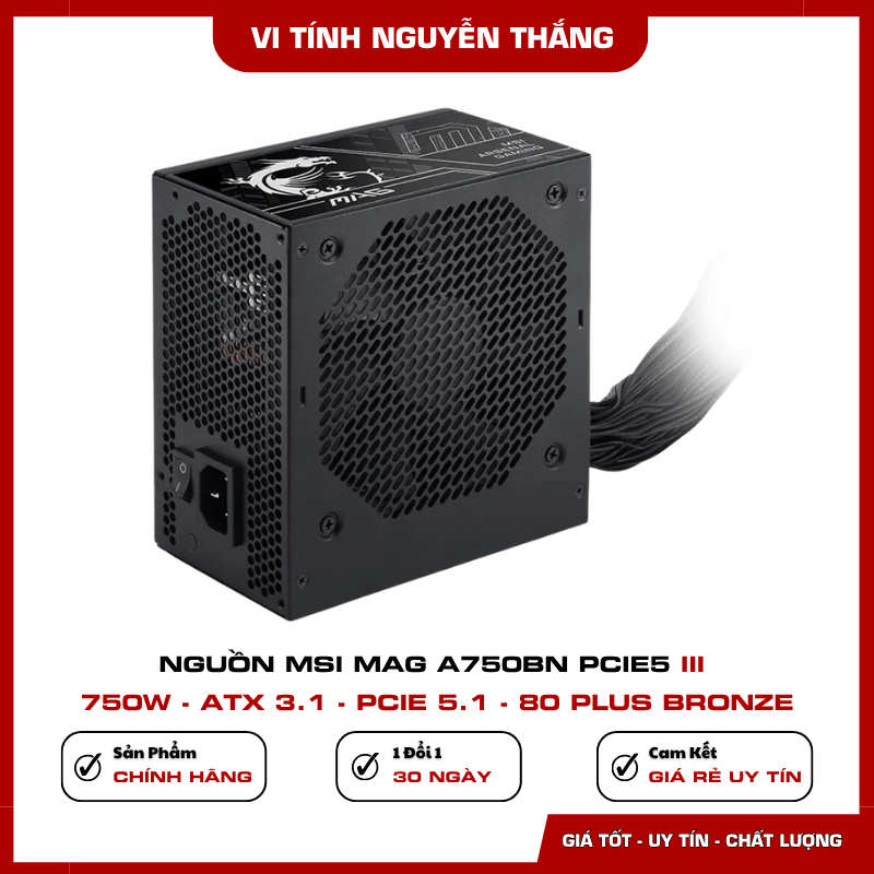 Đầu nguồn PCIe 5.1 12V-2x6 450W MSI MAG A750BN PCIE5 III
