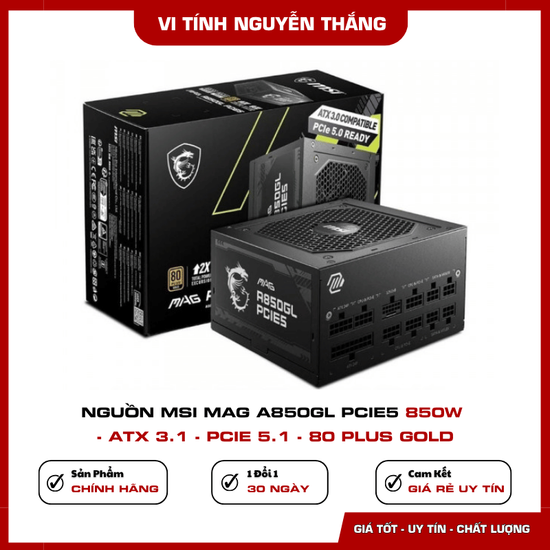 Nguồn MSI MAG A850GL PCIE5 850W 80 Plus Gold Nguồn MSI MAG A850GL PCIE5 850W 80 Plus Gold
