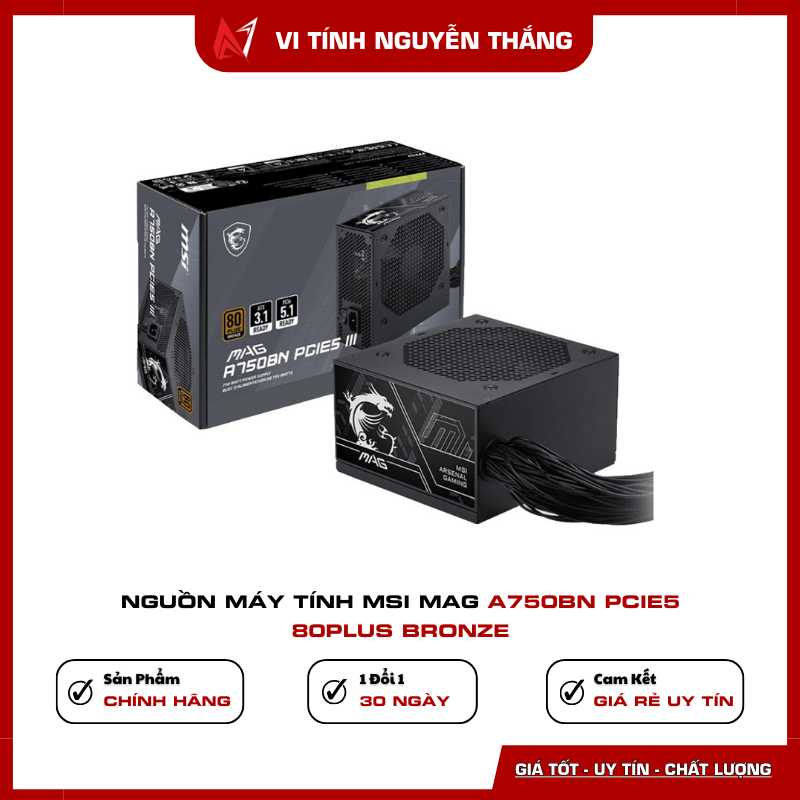 Nguồn MSI MAG A750BN PCIe 5 750W 80 Plus Bronze