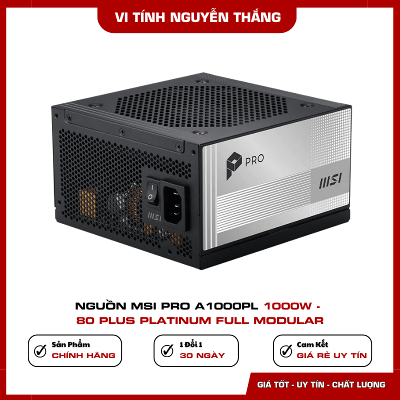 Thiết kế Full Modular và hệ thống cổng kết nối nguồn MSI PRO A1000PL
