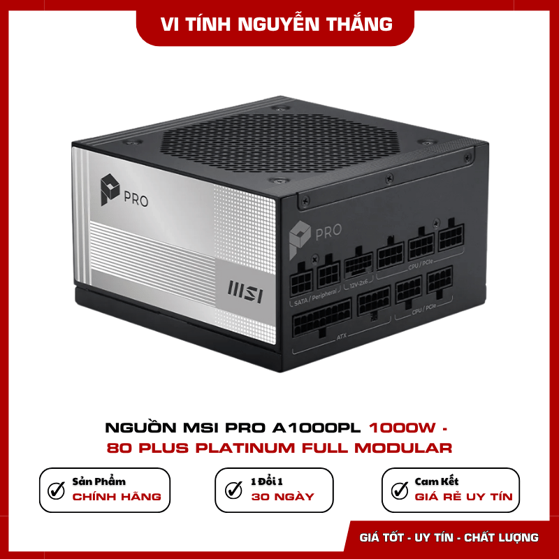 Nguồn MSI PRO A1000PL 1000W công suất lớn cho PC gaming