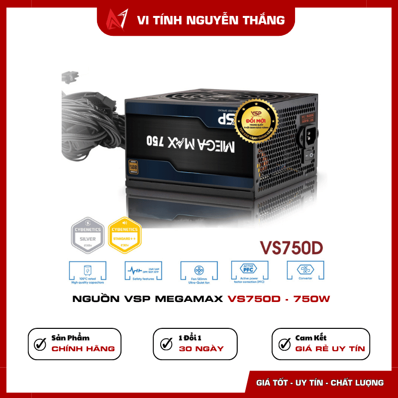 Nguồn VSP Megamax VS750D bảo vệ OCP OPP SCP OVP
