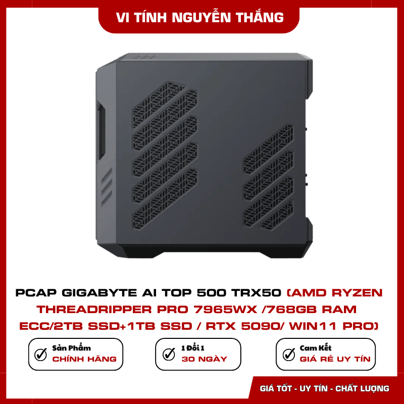 Thiết kế máy trạm GIGABYTE AI TOP 500 TRX50 với tản nhiệt nước AORUS 360mm
