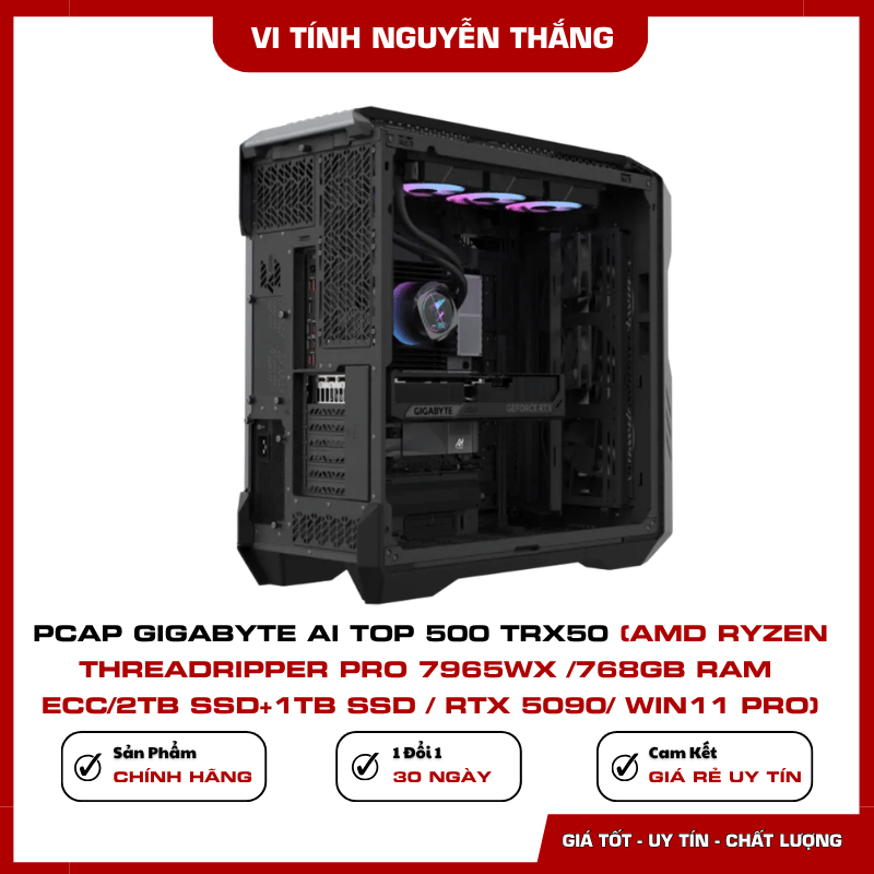 Hệ thống lưu trữ SSD 2TB và SSD AI TOP 100E 1TB của GIGABYTE AI TOP 500 TRX50
