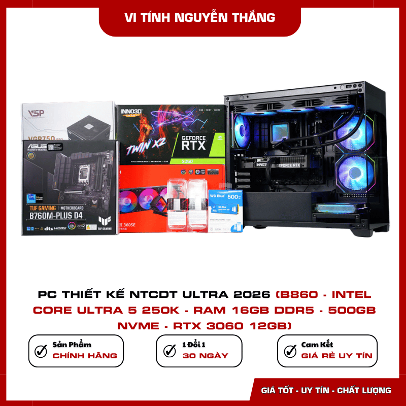Mainboard B860M và RAM DDR5 6000MHz của PC NTCDT Ultra 2026