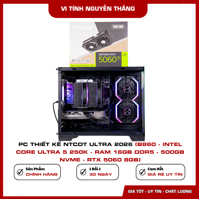 Card màn hình MSI Shadow GeForce RTX 5060 8GB GDDR7 trong PC NTCDT Ultra 2026