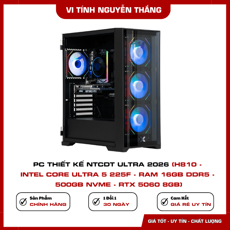 Ổ SSD NVMe 500GB trong PC thiết kế NTCDT Ultra 2026