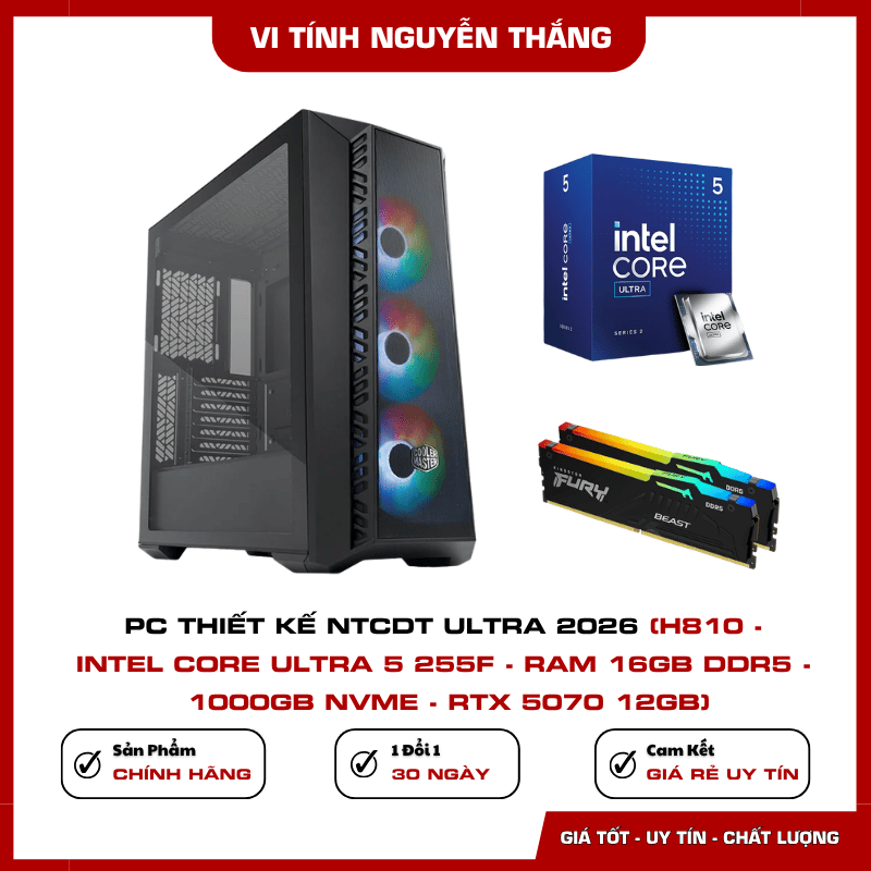 Bộ PC Thiết Kế NTCDT Ultra 2026 dành cho đồ họa và sáng tạo nội dung