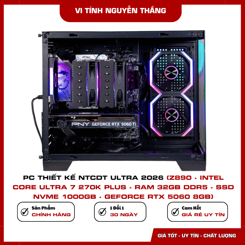 Mainboard Z890 và RAM 32GB DDR5 trên PC thiết kế NTCDT Ultra 2026