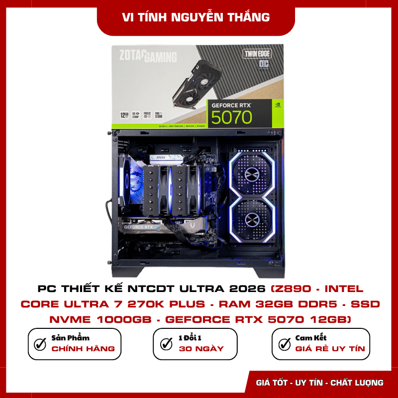 RAM 32GB DDR5 và SSD NVMe 1TB của PC NTCDT Ultra 2026