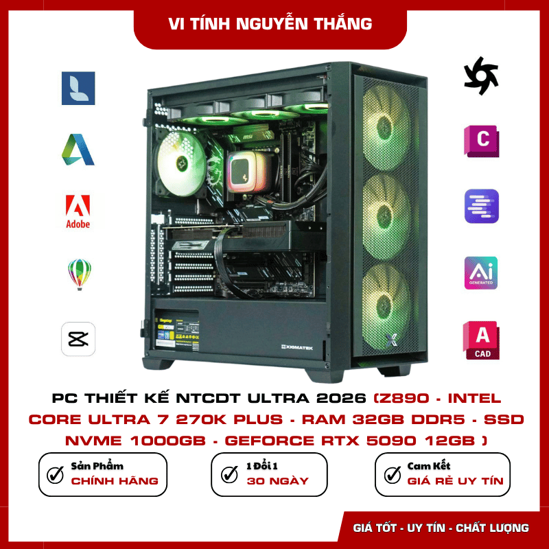 Tổng thể PC thiết kế NTCDT Ultra 2026 Z890 RTX 5090