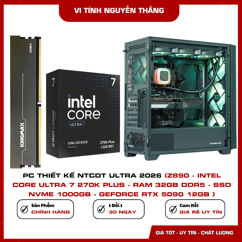 GeForce RTX 5090 32GB GDDR7 trong PC thiết kế NTCDT Ultra 2026