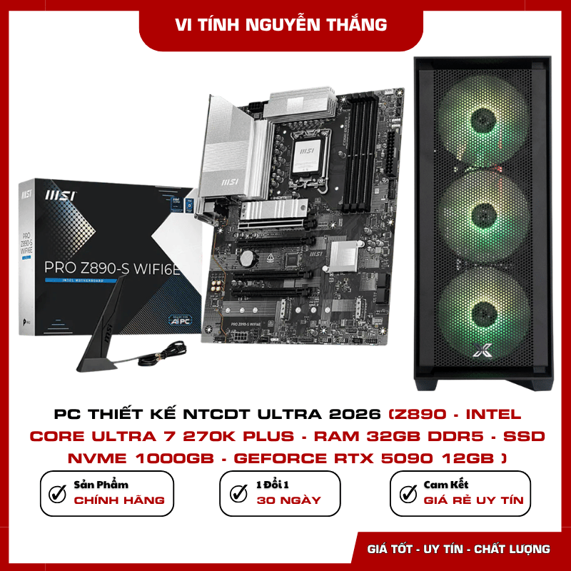 SSD NVMe 1000GB trên PC thiết kế NTCDT Ultra 2026