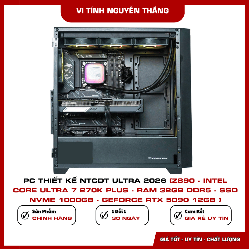 Mainboard Z890 và RAM 32GB DDR5 trên PC NTCDT Ultra 2026