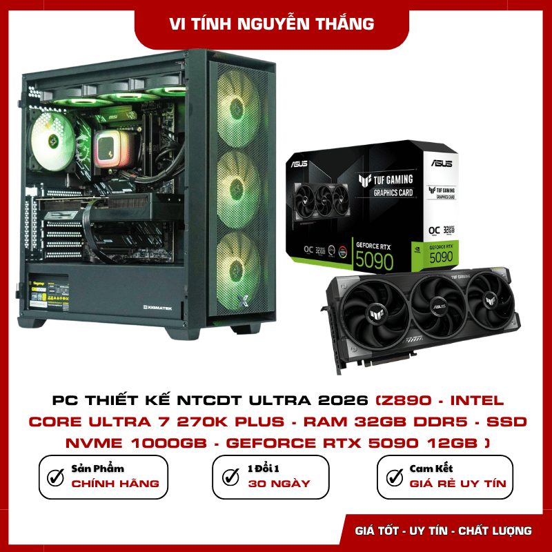 Intel Core Ultra 7 270K Plus trên PC thiết kế NTCDT Ultra 2026