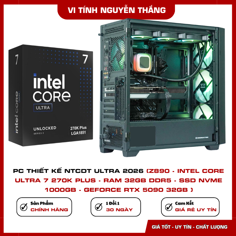 GeForce RTX 5090 32GB GDDR7 trong PC thiết kế NTCDT Ultra 2026