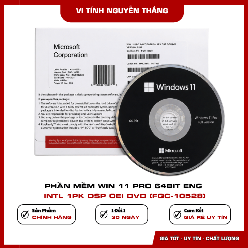 Bộ cài DVD Windows 11 Pro DSP OEI FQC-10528
