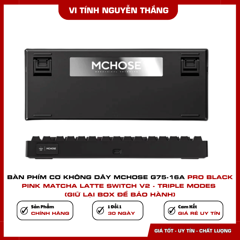 Đèn nền RGB bàn phím cơ MCHOSE G75-16A Pro Black Pink
