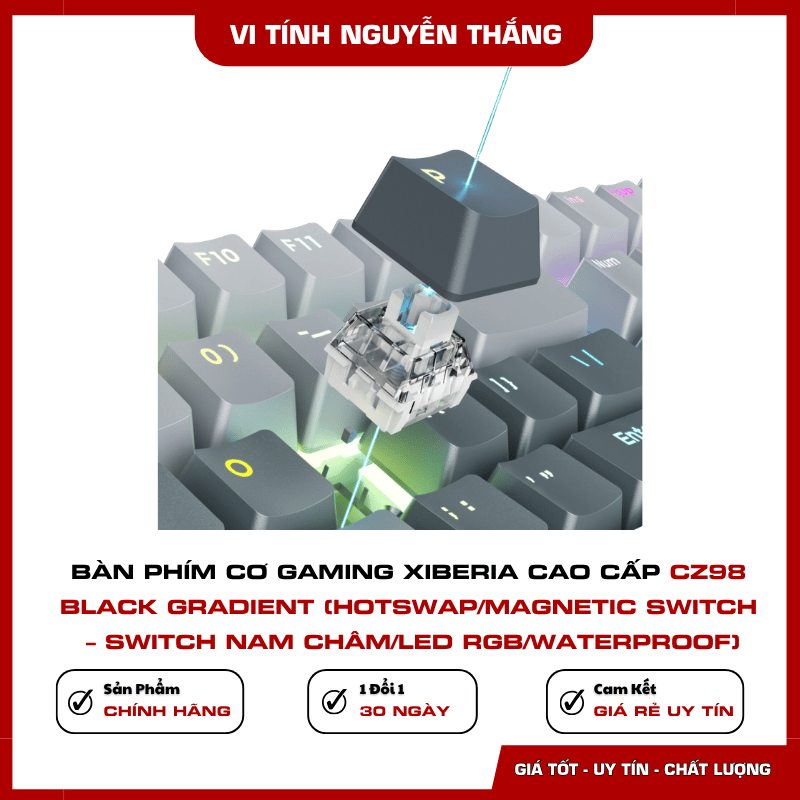 Chi tiết bàn phím XIBERIA CZ98 Black Gradient hỗ trợ hotswap