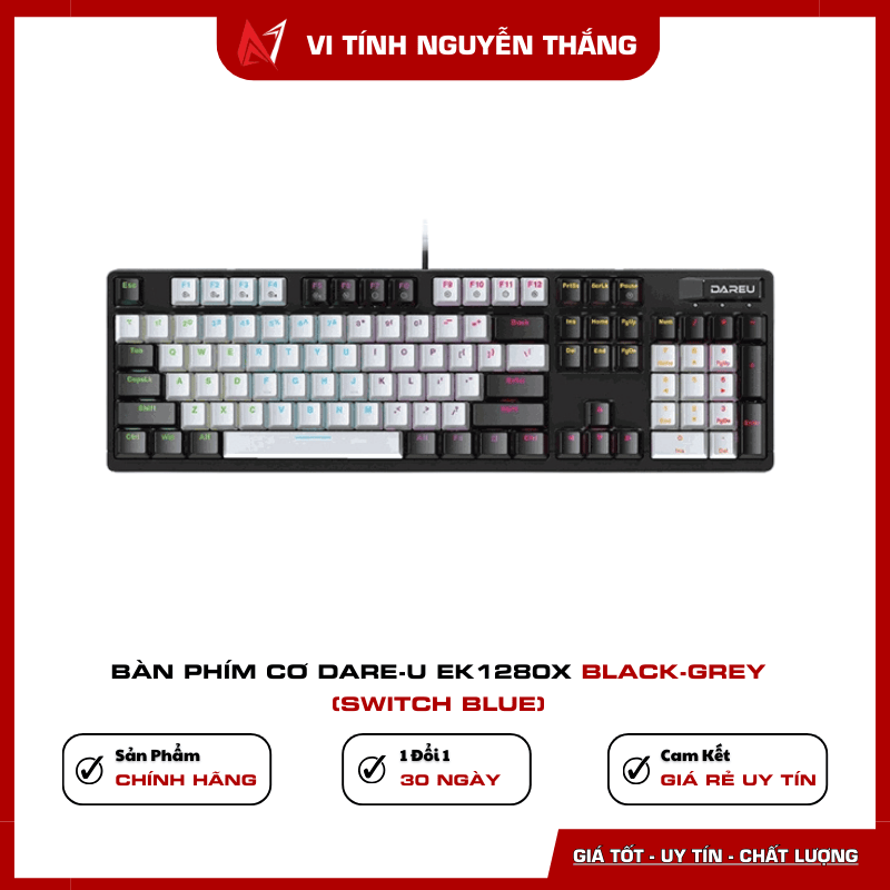 Bàn phím cơ Dare-U EK1280X Black Grey Switch Blue