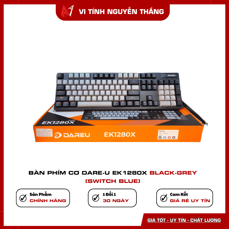 Bàn phím cơ Dare-U EK1280X Black Grey Switch Blue