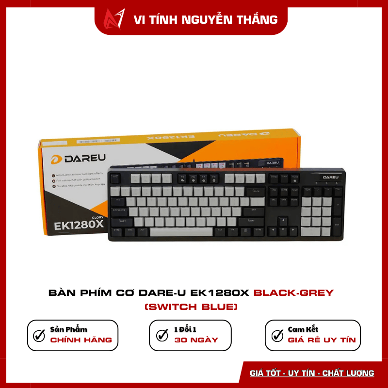 Bàn phím cơ Dare-U EK1280X Black Grey Switch Blue