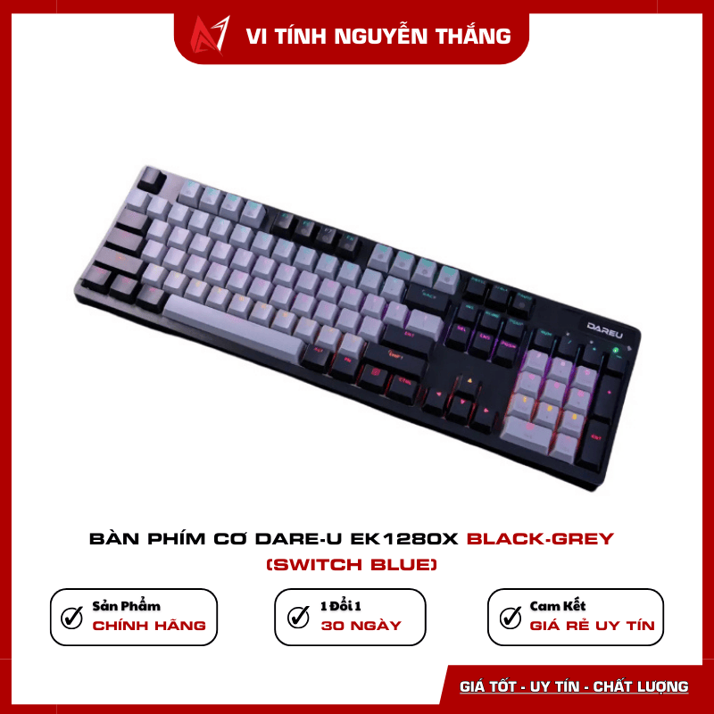 Bàn phím cơ Dare-U EK1280X Black Grey Switch Blue
